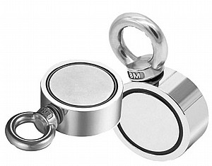 מגנט נאודימיום עגול דו צדדי עטוף ברזל עם טבעת סגורה. מגנט נאודימיום עגול דו צדדי עטוף ברזל עם טבעת סגורה.